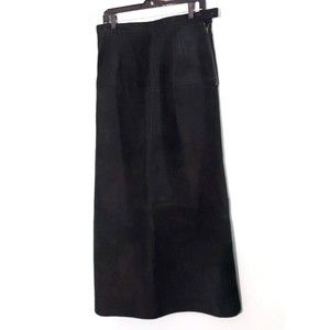 Vintage Skirt Long Maxi Black Suede Slit 15" waist